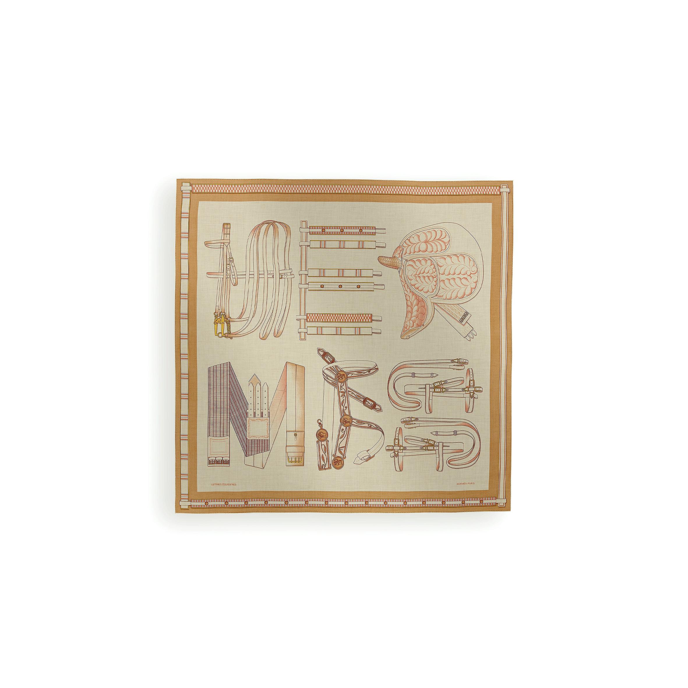 HERMES LETTRES EQUESTRES SHAWL 140 H244039S 01 (137*136cm)